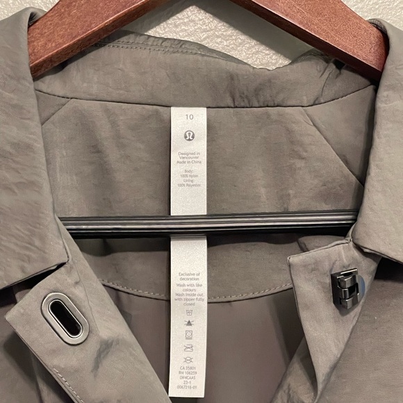 Lululemon Lightweight Collared A-Line Coat 10 Grey Sage Glyde Olive Women Jacket - Picture 3 of 7